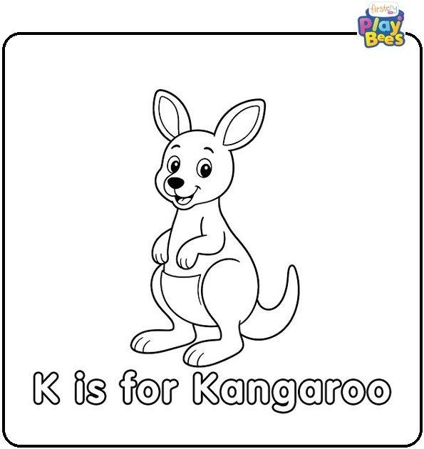 K for Kangaroo Coloring Page