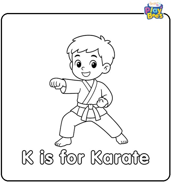 K for Karate Coloring Page