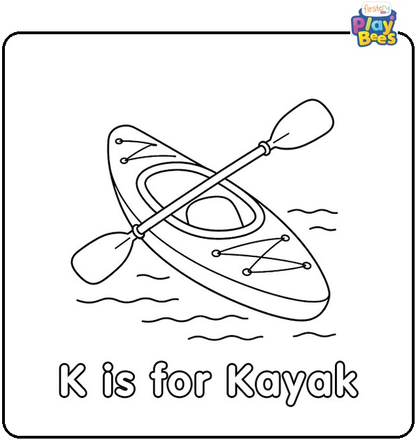 K for Kayak Coloring Page