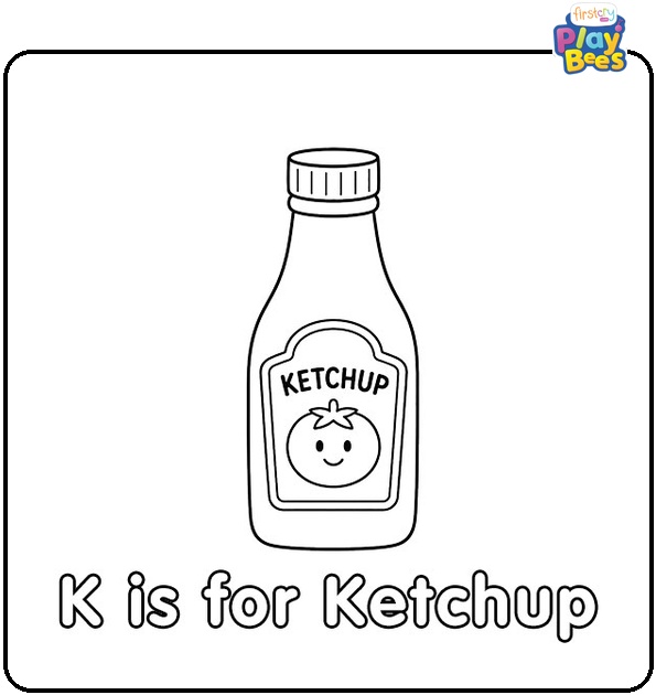 K for Ketchup Coloring Page