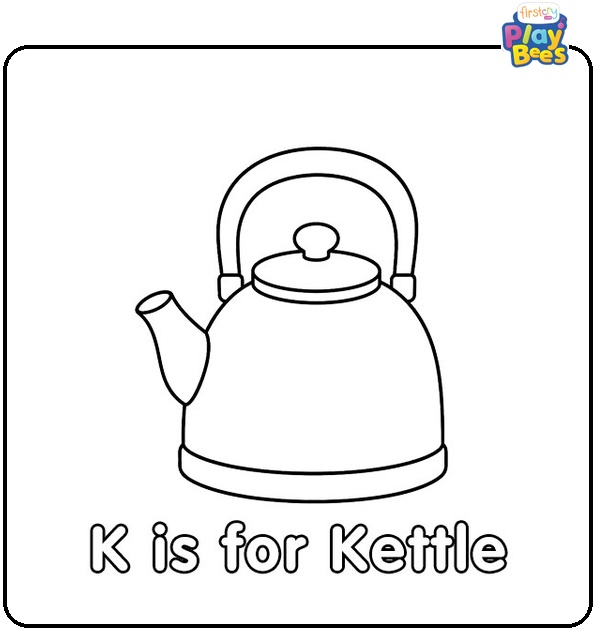 K for Kettle Coloring Page