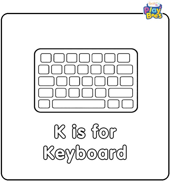K for Keyboard Coloring Page