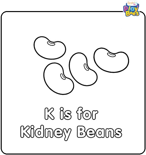 K for Kidney Beans Coloring Page