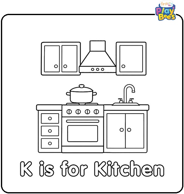 K for Kitchen Coloring Page