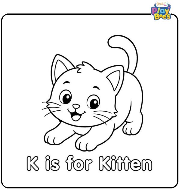 K for Kitten Coloring Page