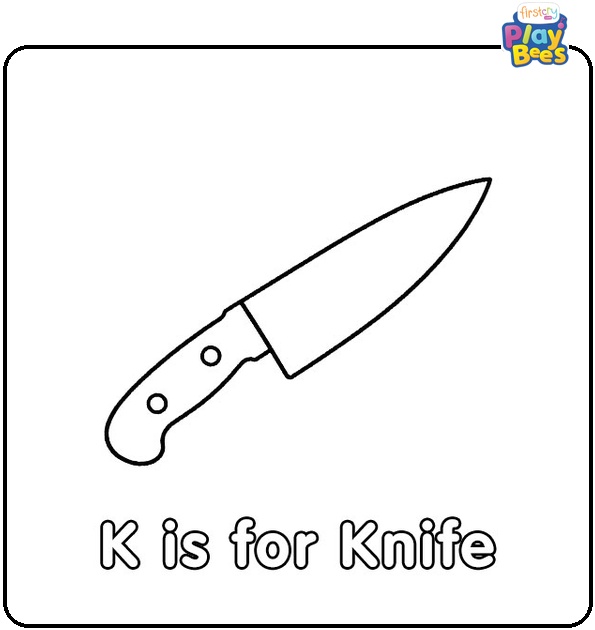 K for Knife Coloring Page