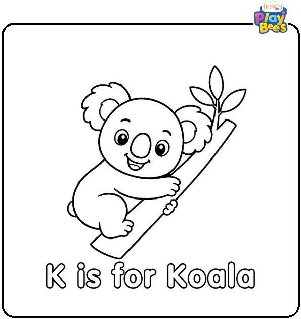 K for Koala Coloring Page