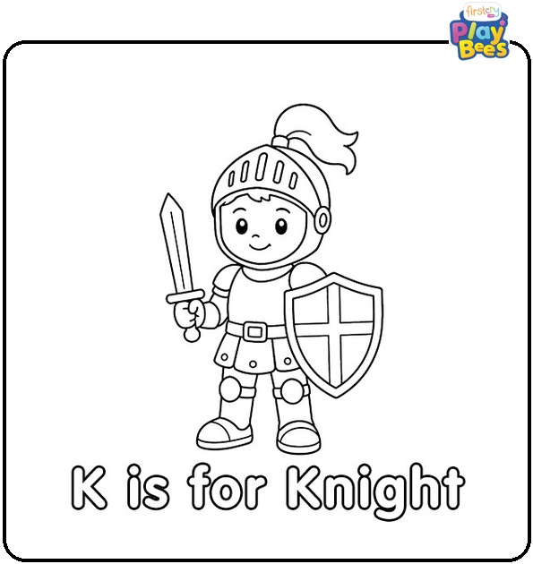 K is for Knight Coloring Page