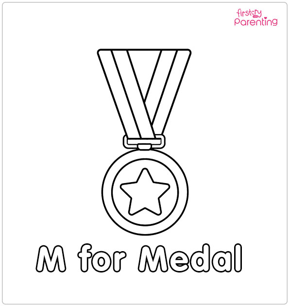 M for Medal Coloring Page M for Medal Coloring Page