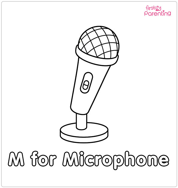 M for Microphone Coloring Page M for Microphone Coloring Page