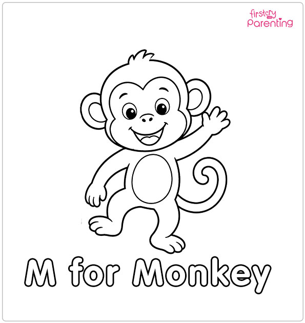 M for Monkey Coloring Page M for Monkey Coloring Page
