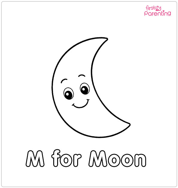 M for Moon Coloring Page M for Moon Coloring Page