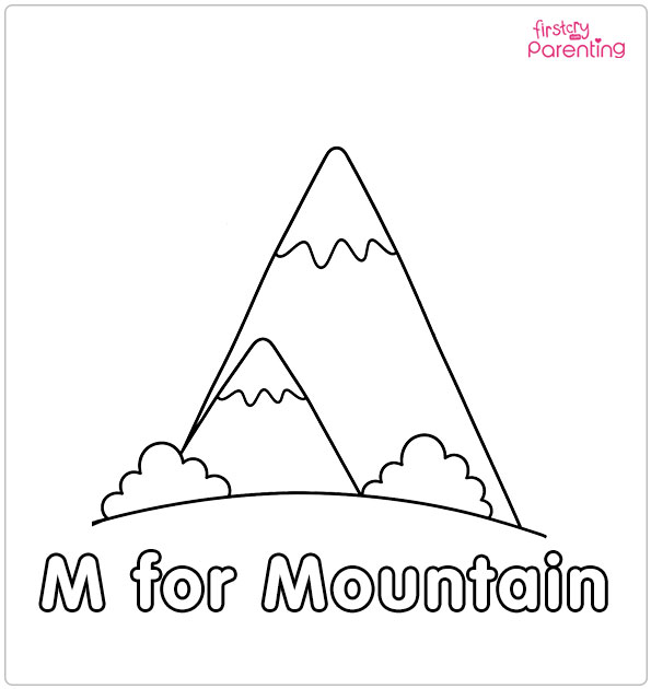 M for Mountain Coloring Page M for Mountain Coloring Page