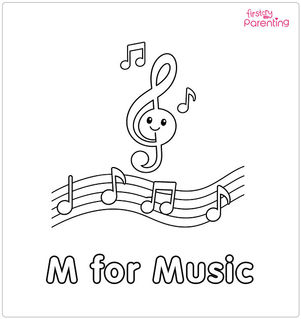 M for Music Coloring Page M for Music Coloring Page
