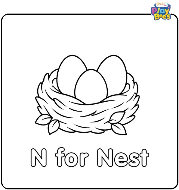 N for Nest Coloring Page N for Nest Coloring Page