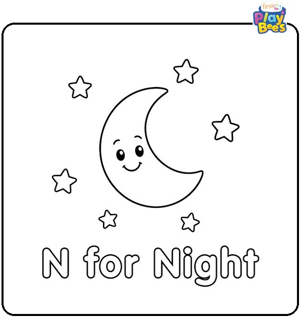 N for Night Coloring Page N for Night Coloring Page