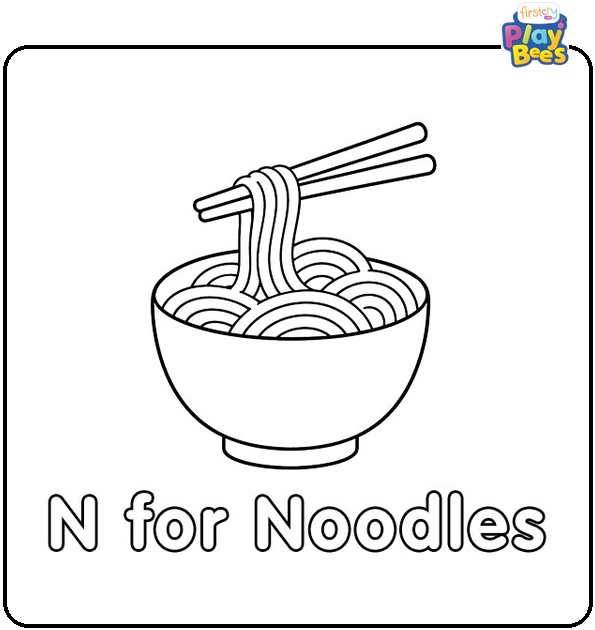 N for Noodles Coloring Page N for Noodles Coloring Page