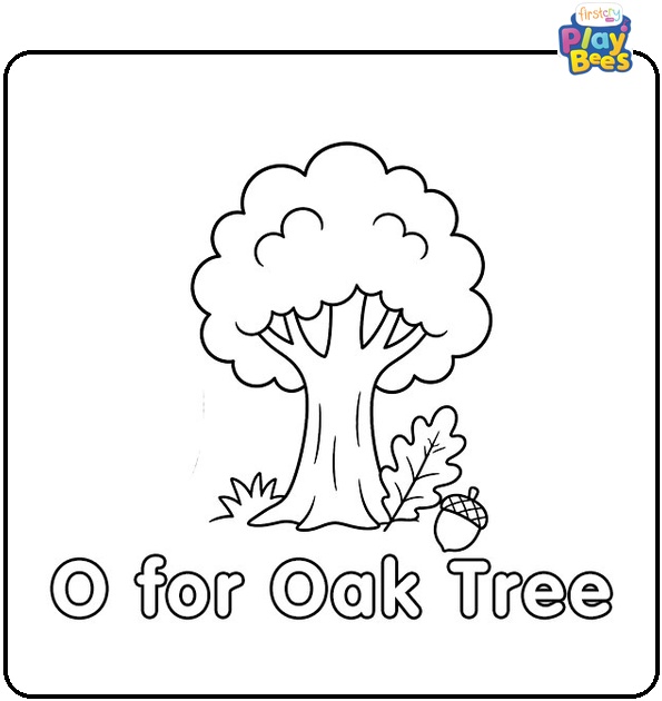 O for Oak Tree Coloring Page