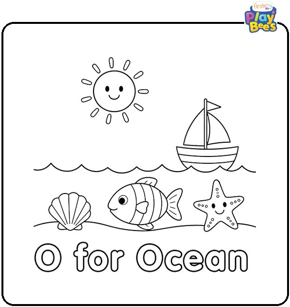 O for Ocean Coloring Page