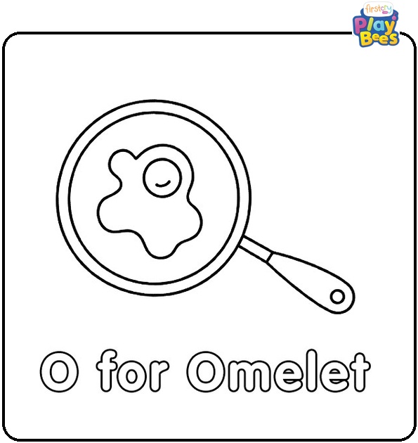 O for Omelet Coloring Page