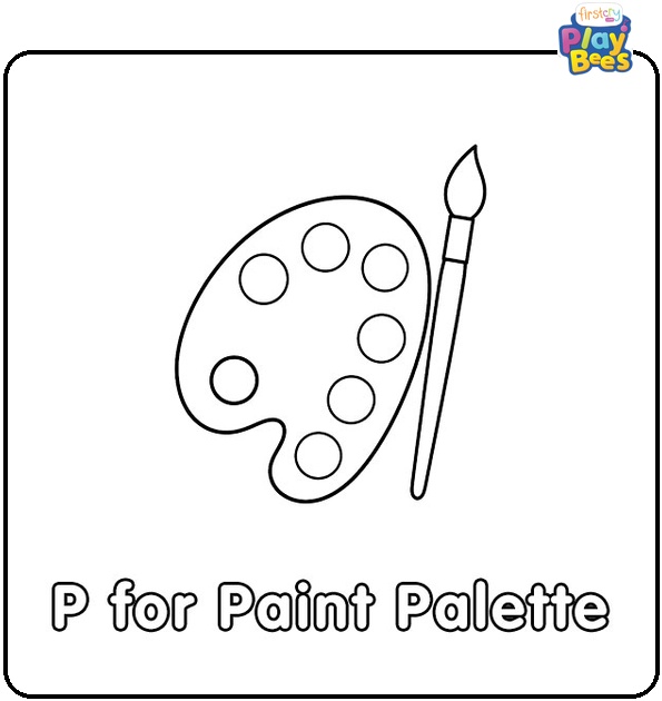 P for Paint Palette Coloring Page P for Paint Palette Coloring Page