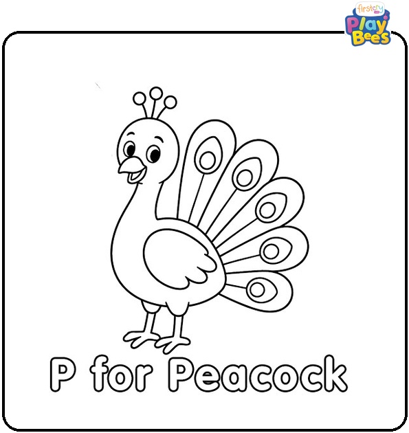 P for Peacock Coloring Page P for Peacock Coloring Page