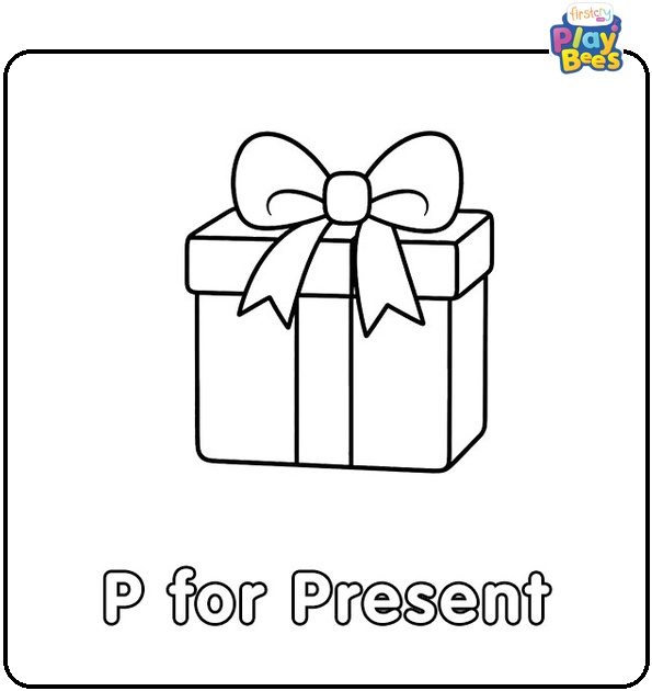 P for Present Coloring Page P for Present Coloring Page