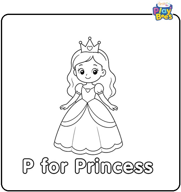 P for Princess Coloring Page P for Princess Coloring Page