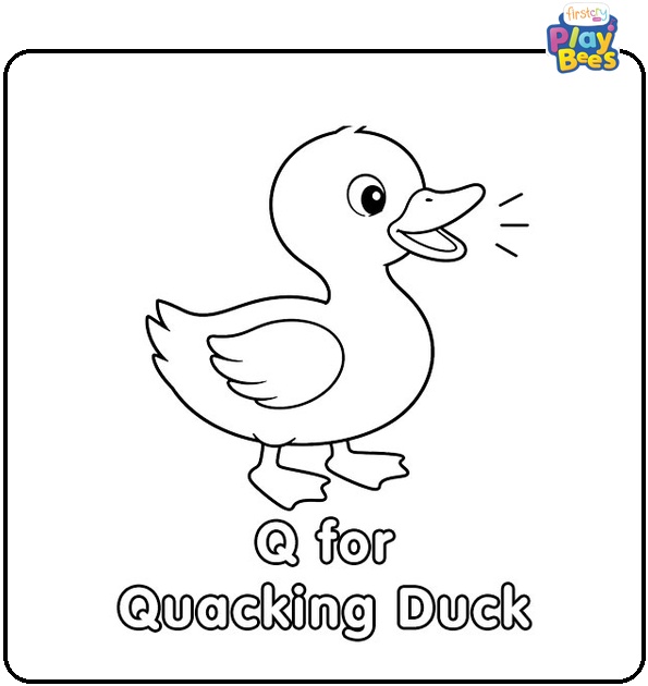 Q for Quacking Duck Coloring Page