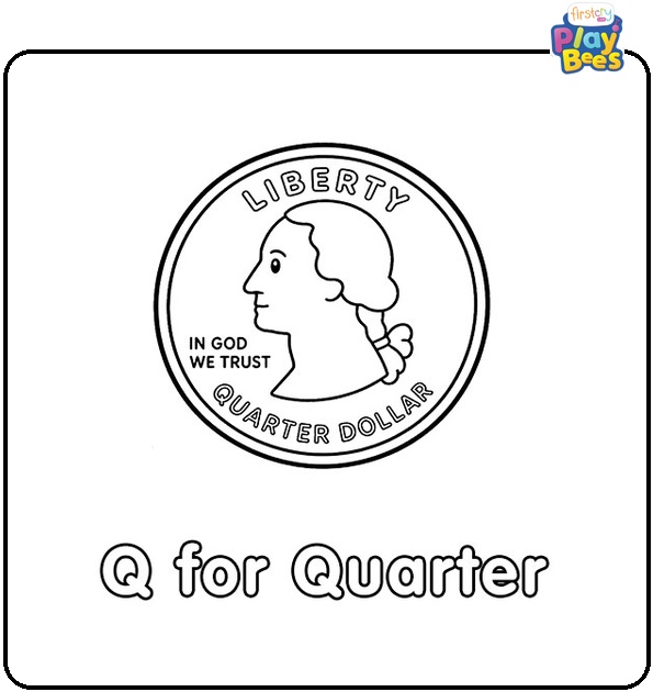 Q for Quarter Coloring Page