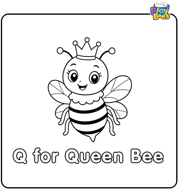 Q for Queen Bee Coloring Page