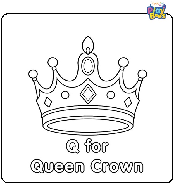 Q for Queen Crown Coloring Page