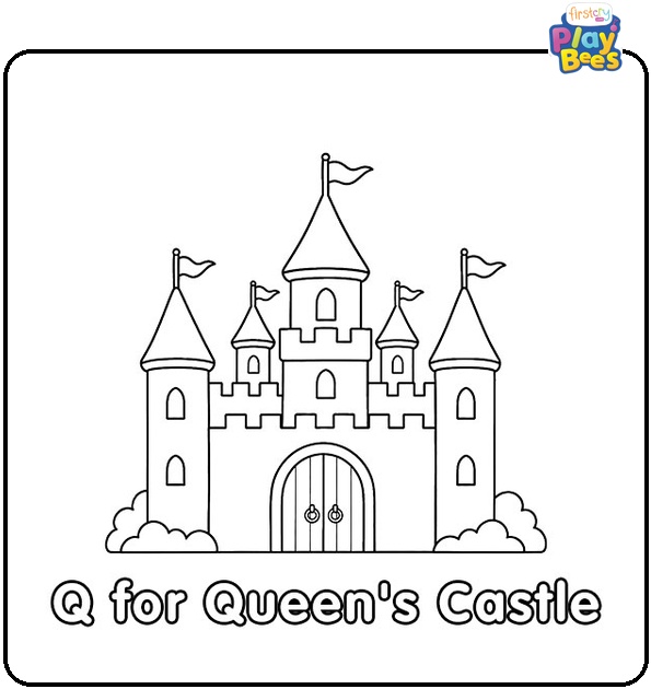 Q for Queen's Castle Coloring Page