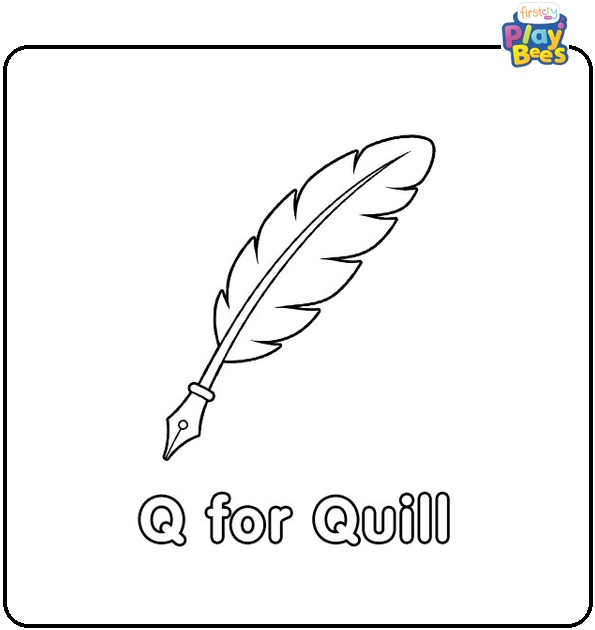 Q for Quill Coloring Page