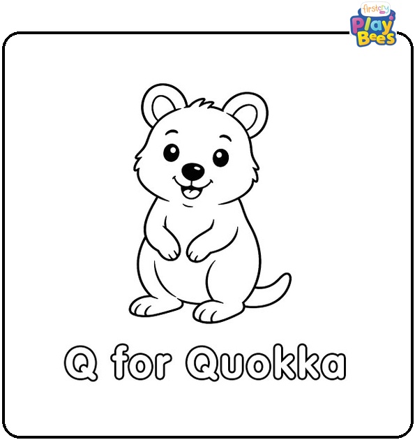 Q for Quokka Coloring Page