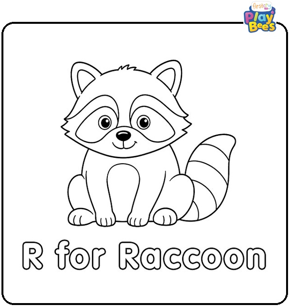 R for Raccoon Coloring Page