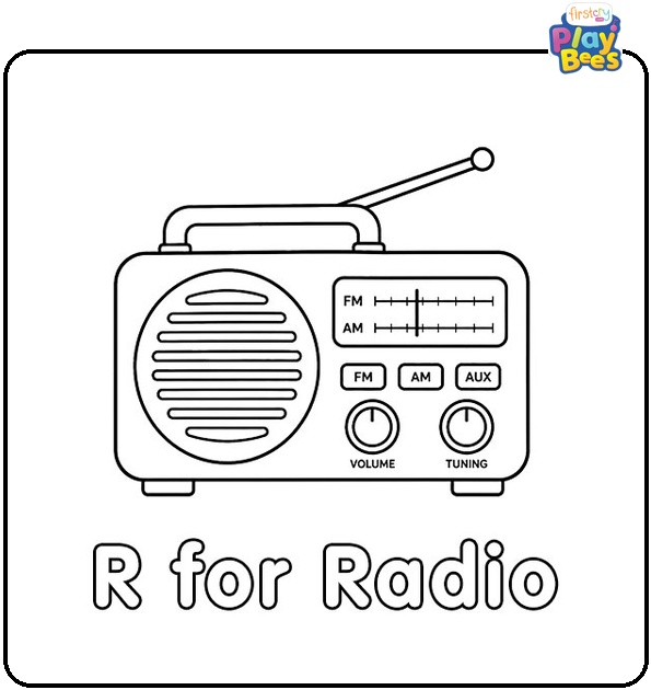 R for Radio Coloring Page