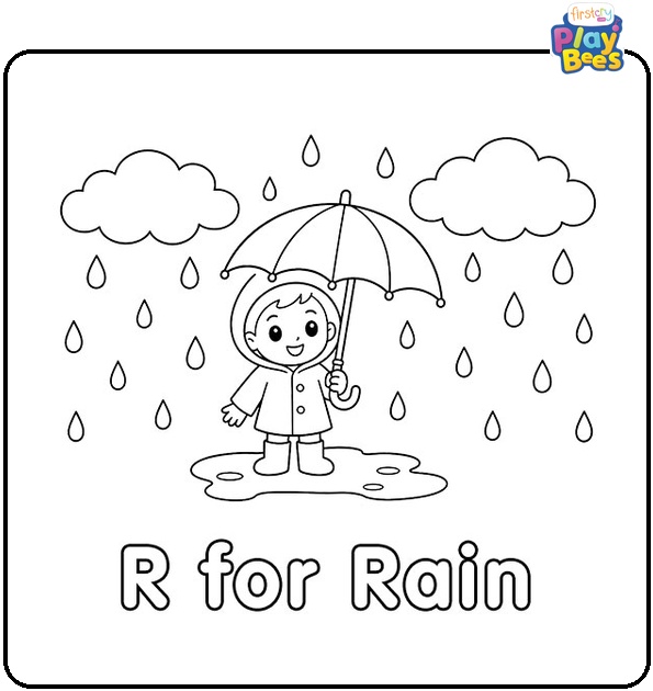 R for Rain Coloring Page
