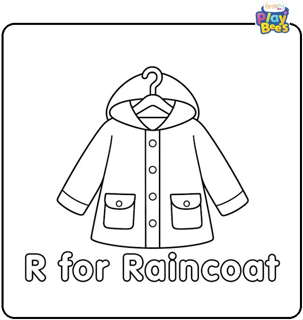 R for Raincoat Coloring Page