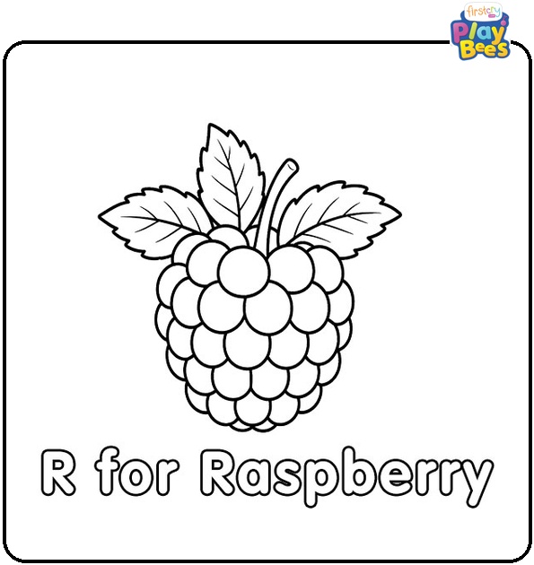 R for Raspberry Coloring Page