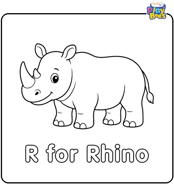 R for Rhino Coloring Page