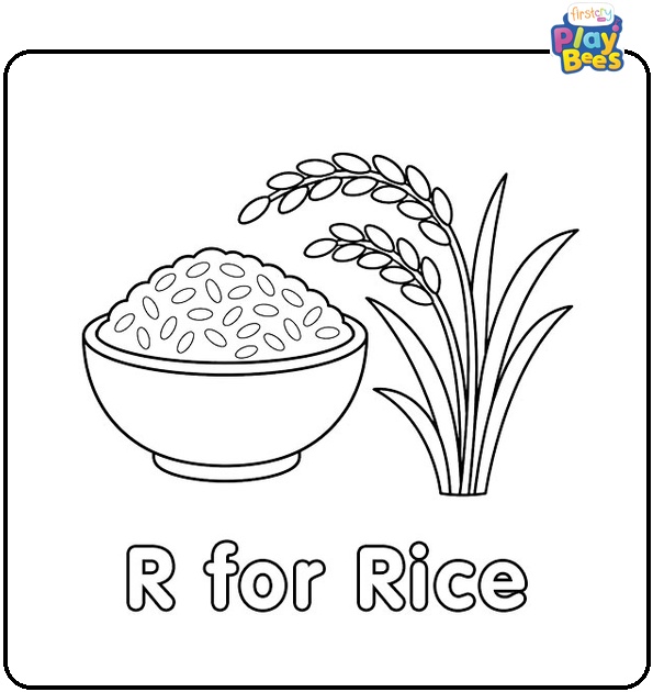 R for Rice Coloring Page
