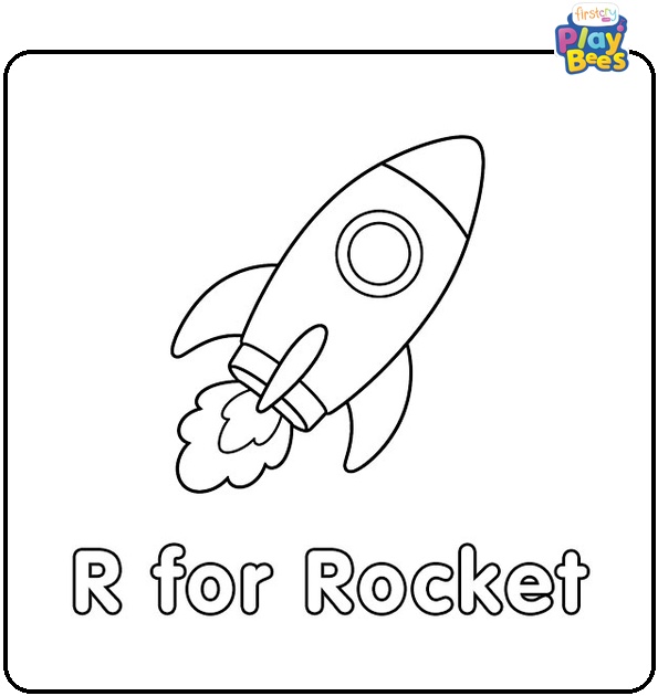 R for Rocket Coloring Page
