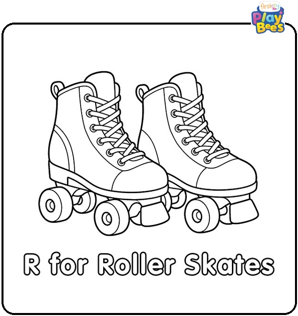 R for Roller Skates Coloring Page