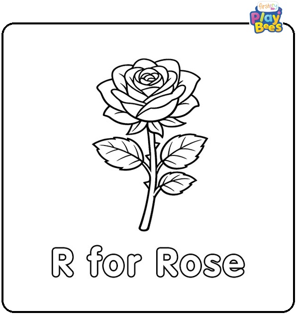 R for Rose Coloring Page