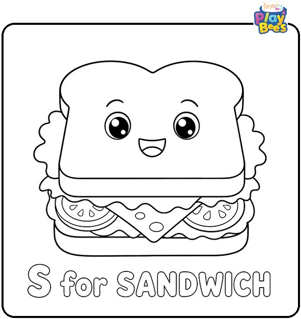 S for Sandwich Coloring Page