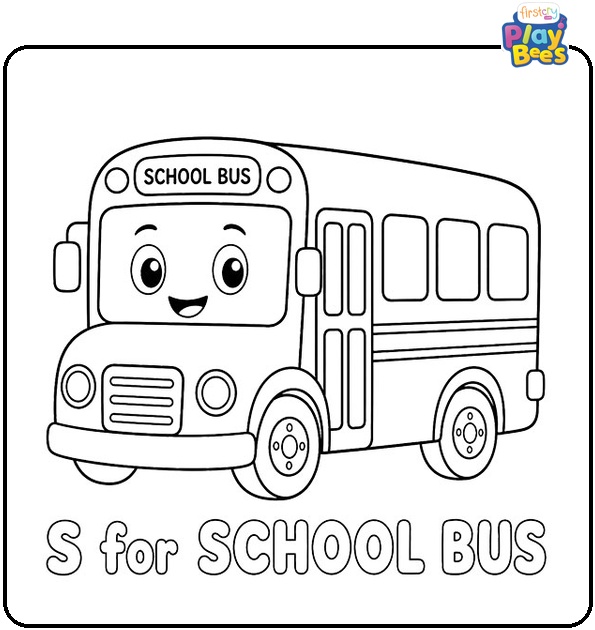 S for School Bus Coloring Page