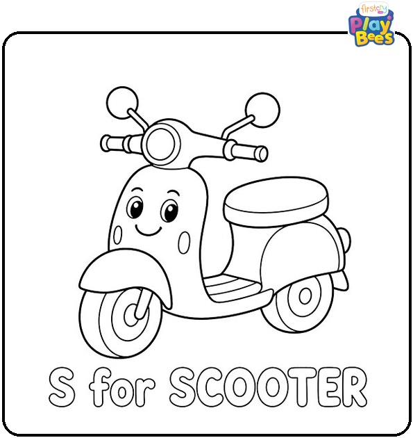 S for Scooter Coloring Page