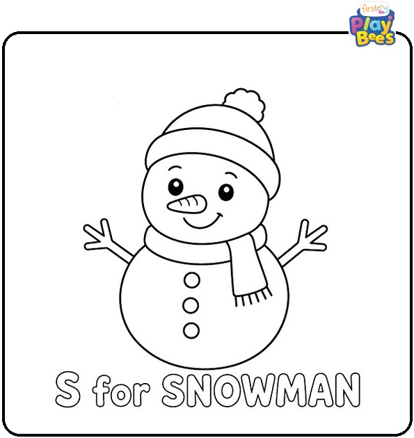 S for Snowman Coloring Page