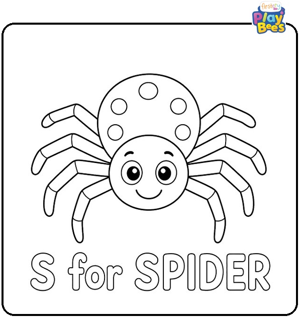 S for Spider Coloring Page